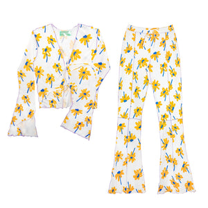 Sunflower Pajama Set,Cozy Sleepwear,Limited Edition,Upcycled Fabric,Sustainable Fashion,Breathable Material,Purple Overlock Stitch,Coordinated Set,Stylish Comfort,Sleepover Matching,Besties' Fashion,Sale Offer,Dubai Fashion,Comfortable Loungewear,Errands-Ready,Sustainable Style,Trendy Sleepwear,Limited-Time Deal,Relaxation Mode,Cozy and Stylish